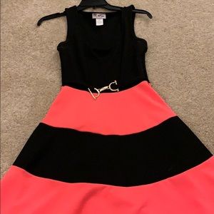 Pink and black striped dress